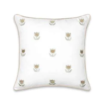 Hofdeco 20"x20" Coastal Throw Pillow Cover with Embroidery