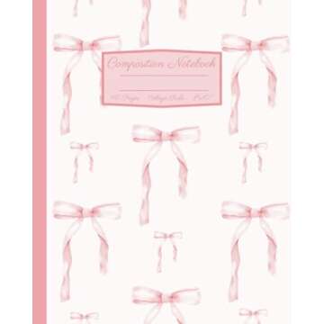 Coquette Composition Notebook: Girly Aesthetic Pink Bow College Rule Lined Journal: 8x10"
