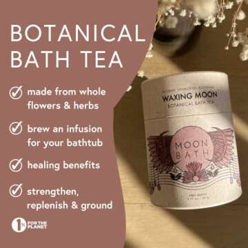 Moon Bath Botanical Bath Tea | Waxing Moon Herbal Ayurvedic Bath Soak for Strength & Vitality w/Caca...