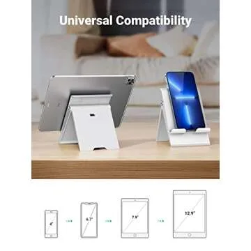 UGREEN Tablet Stand Holder for Desk Adjustable Stand Foldable Desktop Holder Charging Dock Protable Compatible for Phones, iPad, iPad Pro 12.9, 11, 10.5, 9.7 Air Mini 5 4 3 2 White