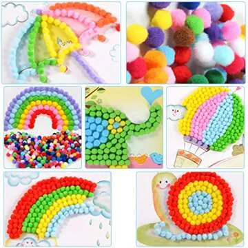 Acerich 2000 Pcs 1cm Assorted Pompoms Multicolor Arts and Crafts Fuzzy Pom Poms Balls for DIY Creative Crafts Decorations