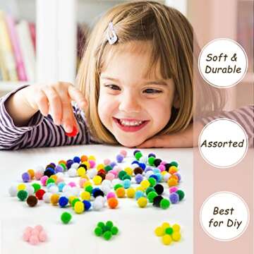 Acerich 2000 Pcs 1cm Assorted Pompoms Multicolor Arts and Crafts Fuzzy Pom Poms Balls for DIY Creative Crafts Decorations