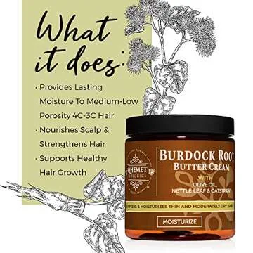 Qhemet Biologics Burdock Root Butter Cream for Nourishing Hair