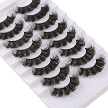 Gmagictobo False Eyelashes Fluffy Dramatic 3D Faux Mink Lashes 22MM False Lashes Pack Long Luxurious Volume Soft Strip Fake Eye Lashes 8 Pairs Multipack