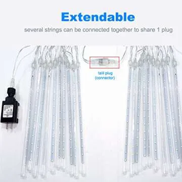 Aluan Christmas Lights Outdoor Meteor Shower Rain Lights, 40cm/16inch 10 Tubes 360 LEDs Waterproof Falling Rain Hanging Lights with UL Plug for Christmas Holiday Party Home Garden Tree Decor, Blue