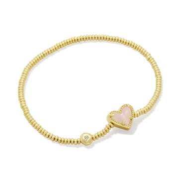 Kendra Scott Ari Heart Stretch Bracelet, 14k Gold Plated Brass, Drusy Quartz, Fashion Jewelry for Wo...