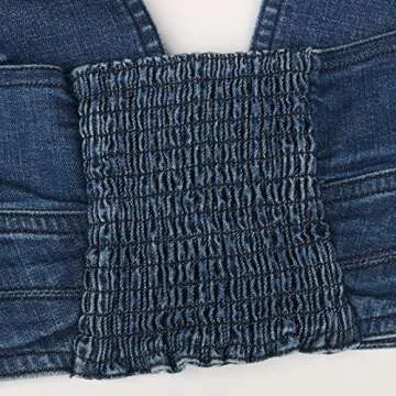 Adult Women's Button Front Denim Halter Crop Tank Top Vest Daisy Sexy Deep V Neck Jean Sleeveless Backless Corset (Blue, X-Small)