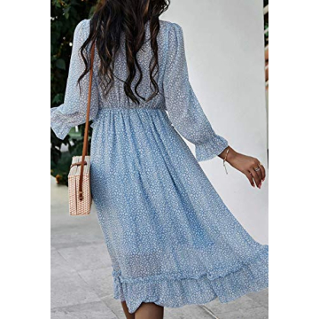 AOHITE Floral V Neck Midi Dress for Any Occasion