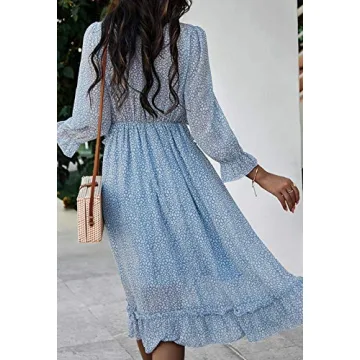 AOHITE Floral V Neck Midi Dress for Any Occasion