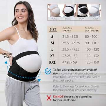 NeoTech Care Pregnancy Support Maternity Belt, Waist/Back/Abdomen Band, Belly Brace (Size M, Black C...