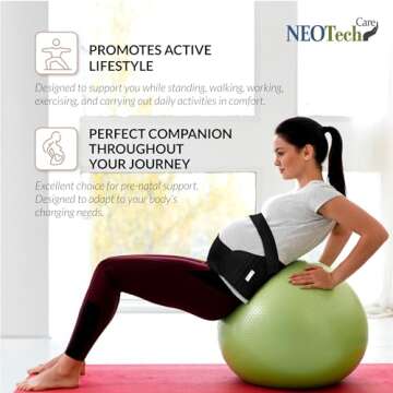 NeoTech Care Pregnancy Support Maternity Belt, Waist/Back/Abdomen Band, Belly Brace (Size M, Black Color)