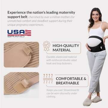 NeoTech Care Pregnancy Support Maternity Belt, Waist/Back/Abdomen Band, Belly Brace (Size M, Black Color)