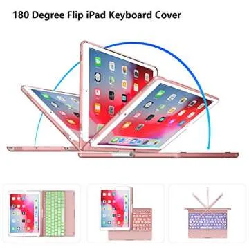 BABG iPad Keyboard Case with 360 Rotation - Rose Gold