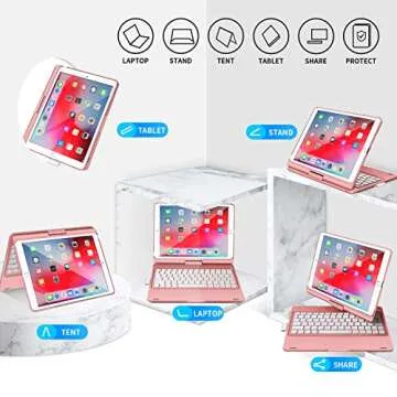 BABG iPad Keyboard Case with 360 Rotation - Rose Gold