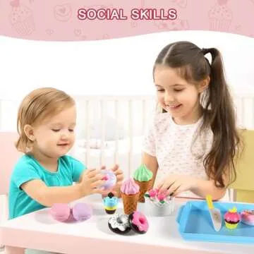 Elitoky Play Food Sets for Kids Kitchen - Kitchen Accessories for Kids - Toy Food - Pretend Play Plastic Desserts Cake Ice Cream and Donuts - Educational Toy Gift for Toddler, Boys, Girls, Kids