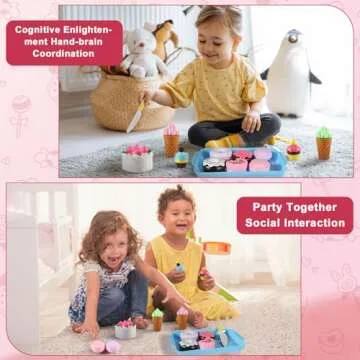 Elitoky Play Food Sets for Kids Kitchen - Kitchen Accessories for Kids - Toy Food - Pretend Play Plastic Desserts Cake Ice Cream and Donuts - Educational Toy Gift for Toddler, Boys, Girls, Kids