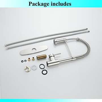 BASDEHEN Kitchen Faucets with Pull Down Sprayer, Ras Nickel Spring Commercial Kitchen Sink Faucet Solid Brass with 10 Inch Mounting Table 1 Hole Or 3 Hole Compatible