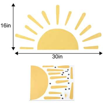 Large Half Sun Wall Decal - Children's Baby Boys Girls Nursery Decor, Kids Room Wall Art, Removable ...