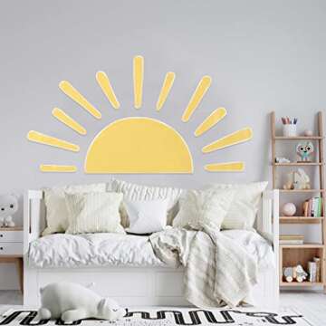 Large Half Sun Wall Decal for Kids' Rooms - Easy to Apply