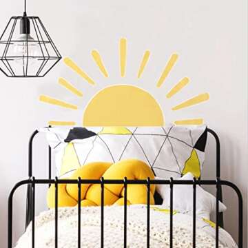 Large Half Sun Wall Decal for Kids' Rooms - Easy to Apply