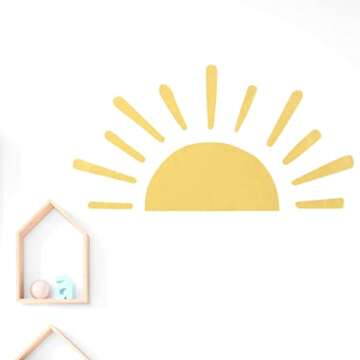 Large Half Sun Wall Decal for Kids' Rooms - Easy to Apply