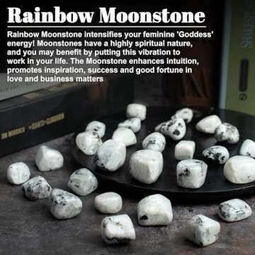 ZAICUS 1lb Rainbow Moonstone Tumbled Stones | Polished Crystals Healing | Natural Stones | Feng Shui...