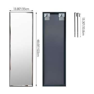 PETAFLOP 14x48 Inch Full Length Mirror Wall Mounted, Large Body Door Mirror with Rectangular Framed ...
