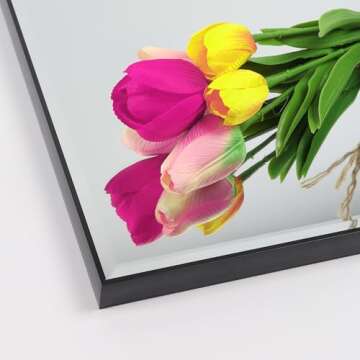 PETAFLOP 14x48 Inch Full Length Mirror Wall Mounted, Large Body Door Mirror with Rectangular Framed for Bedroom Bathroom Living Room Decor, Black