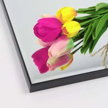 PETAFLOP 14x48 Inch Full Length Mirror Wall Mounted, Large Body Door Mirror with Rectangular Framed for Bedroom Bathroom Living Room Decor, Black