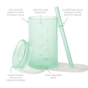 Olababy Silicone Training Cup with Straw Lid 5oz + 9oz Bundle (Kiwi)