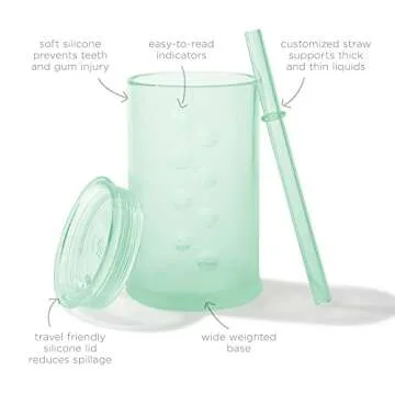 Olababy Silicone Training Cup with Straw Lid 5oz + 9oz Bundle (Kiwi)