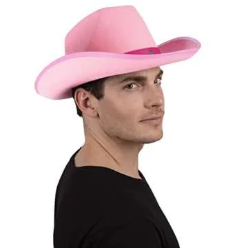 Kangaroo Pink Cowboy Hat for Men & Women - Western Accessory Felt Hats with Pull-On Closure for Costume Parties, Pink Cowgirl Hat for Country Fashion
