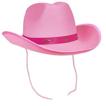 Kangaroo Pink Cowboy Hat for Men & Women - Western Accessory Felt Hats with Pull-On Closure for Costume Parties, Pink Cowgirl Hat for Country Fashion