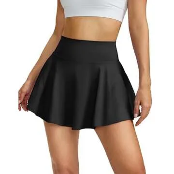 SANTINY Pleated Tennis Skirts for Women with Pockets Women's High Waisted Running Workout Athletic Golf Skorts Skirts(Black_S)