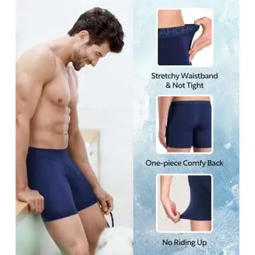 DAVID ARCHY Men’s Underwear Boxer Briefs Soft Comfortable Underwear Boxer Briefs for Men Breathable Moisture-Wicking 4 Pack (XL, Black/Dark Gray/Navy Blue/Heather Gray - 5.5" in 4 Pack)