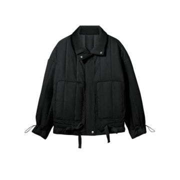 Tankaneo Womens Puffer Quilted Jackets Zip Up Drawstring Waist Lightweight Coats Winter Casual Outerwear with Pockets