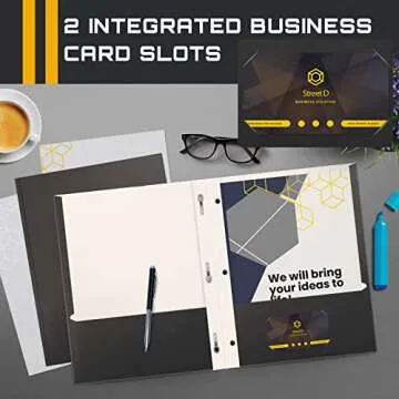 Better Office Products Black Paper 2 Pocket Folders with Prongs, 50 Pack, Matte Texture, Letter Size Paper Folders, 50 Pack, with 3 Metal Prong Fastener Clips, Black