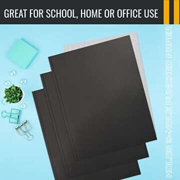 Better Office Products Black Paper 2 Pocket Folders with Prongs, 50 Pack, Matte Texture, Letter Size Paper Folders, 50 Pack, with 3 Metal Prong Fastener Clips, Black