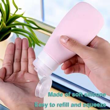 Silicone Travel Bottles, Vonpri Leak Proof Squeezable Refillable Travel Accessories Toiletries Containers Travel Size Cosmetic Tube for Shampoo Lotion Soap Liquids (3oz Grey/blue/white/pink)