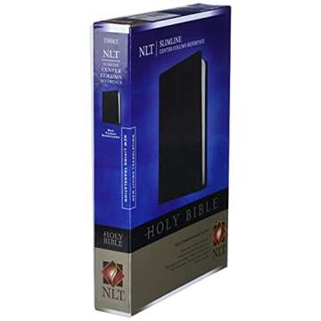 Slimline Center Column Reference Bible NLT (Red Letter, Bonded Leather, Black)