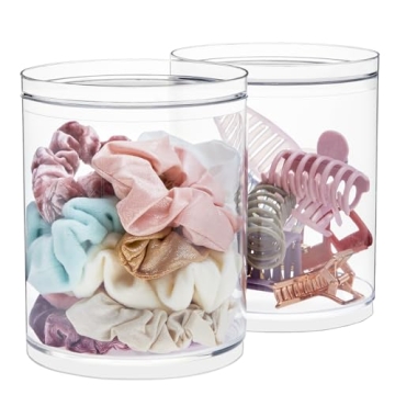 STORi Bella Tall Scrunchie Holder - Stylish Stackable Clear Storage for Hair Accessories & Beauty Su...
