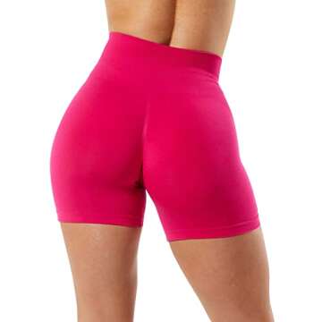 Unthewe Workout Butt Lifting Shorts for Women High Waisted Seamless Gym Yoga Booty Shorts(U526-Scrunch Hot Pink-S)