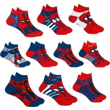 Spider-Man Socks for Boys – 10 Low Cut Pairs