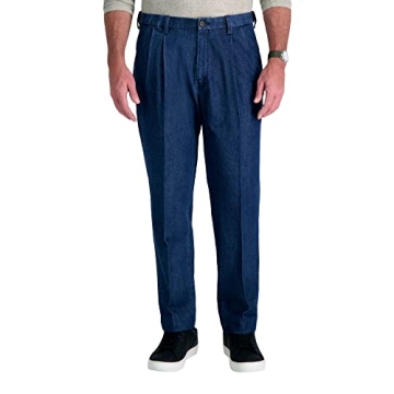 Haggar Men's Classic Fit Denim Trousers - Casual Pants in Regular and Big & Tall Sizes