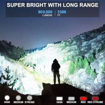 ALSTU Rechargeable Flashlights High Lumens, 990,000 Lumens Bright Led Flashlight with 7 Modes, Power...
