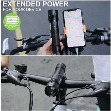 ALSTU Rechargeable Flashlights High Lumens, 990,000 Lumens Bright Led Flashlight with 7 Modes, Powerful Flash Light for Home Camping Hiking Outdoor