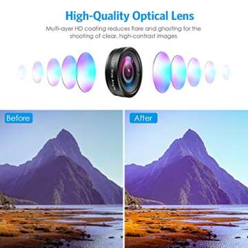 Criacr Phone Camera Lens, 198°Fisheye Lens, 120° Super Wide Angle 20X Macro for TIK Tok, Vlog Video, Clip on Phone for iPhone 12 12 Pro, 11, XS, XR 8 7 Plus 7, Samsung, Smartphones