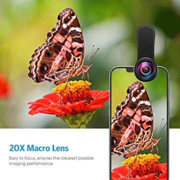 Criacr Phone Camera Lens, 198°Fisheye Lens, 120° Super Wide Angle 20X Macro for TIK Tok, Vlog Video, Clip on Phone for iPhone 12 12 Pro, 11, XS, XR 8 7 Plus 7, Samsung, Smartphones