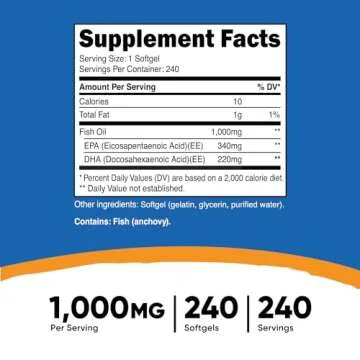 Nutricost Fish Oil Omega 3 Softgels with EPA & DHA (1000mg of Fish Oil, 560mg of Omega-3), 240 Softg...