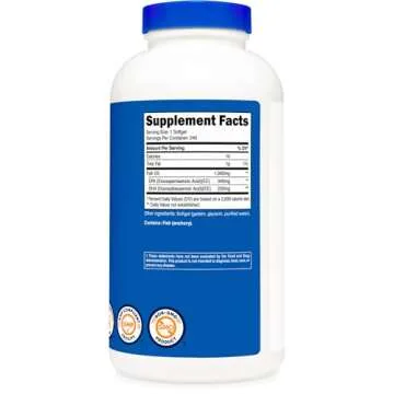 Nutricost Fish Oil Omega 3 Softgels with EPA & DHA (1000mg of Fish Oil, 560mg of Omega-3), 240 Softgels, Non-GMO, Gluten Free.